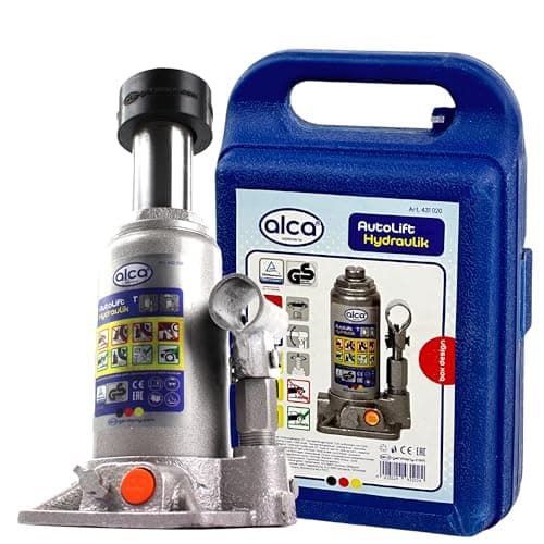 Image of alca Hydraulic Car Bottle Jack Lifting Stand With Rubber Pad Carry Case For Car Van Campervan a431020+RS (2 Ton Bottle Jack)