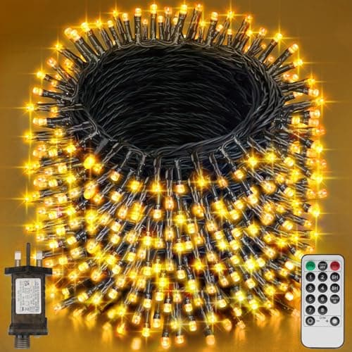 Image of Realky Fairy Lights Plug in, 800 LED 101M/331.4FT Waterproof Outdoor String Lights Mains Powered with 8 Modes/Remote Control, Christmas Lights for Outside Indoor Garden Bedroom Decorations(Warm White)