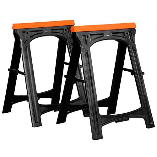 Image of VonHaus Folding Saw Horse Twin Pack, Trestle Table Legs with Rubber Inserts Support Bars Pack Huge 150kg Max Load - Cutting Stands Corrosion and Weather Resistant