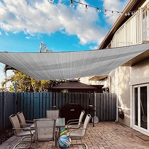 Image of Dripex Sun Shade Sail Waterproof Rectangle Canopy, 4X6m PES Polyester 95% UV Block Shade Cover Sunscreen with Free Rope for Patio Party Backyard Lawn Garden Outdoor Activities, Grey