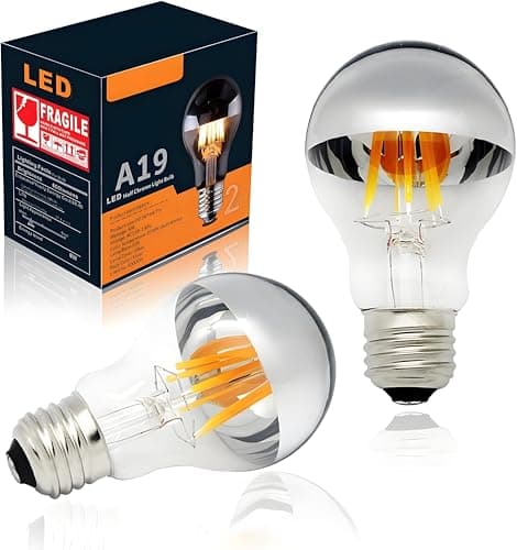 Image of Vanpus Vintage Edison E27 LED Bulb - Warm White 2700K, Half Chrome Finish, Flicker-Free Dimmable, ⌀60mm for Cozy Home Lighting (Pack of 2)