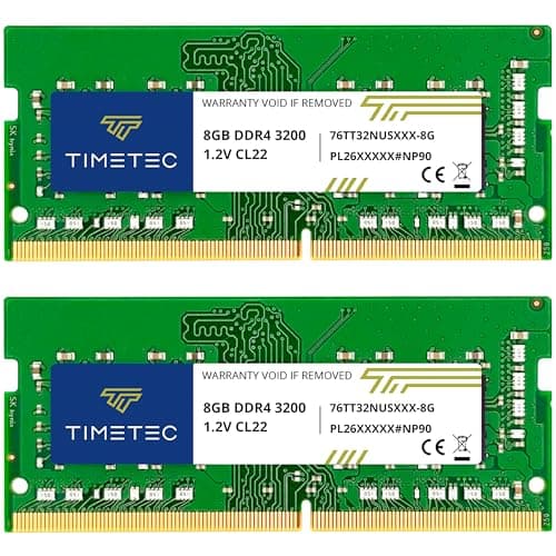 Image of Timetec Premium 16GB KIT (2x8GB) DDR4 3200MHz (PC4-3200AA) PC4-25600 SODIMM Laptop RAM – 260-Pin 1.2V CL22 Non-ECC Unbuffered Memory Module for Laptop, Notebook, Mini PC, All-in-One