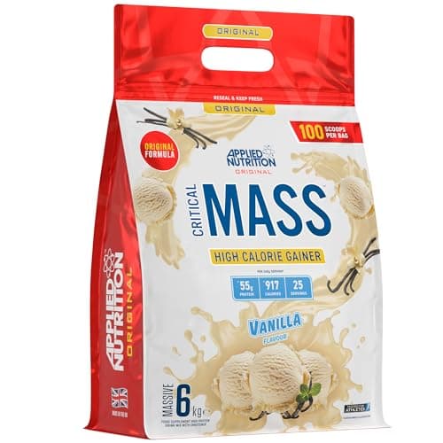 Image of Applied Nutrition Original Critical Mass - Weight Gainer with MCT Powder, High Calorie Protein Powder Mass Gainer (6kg - 25 Servings) (Vanilla)