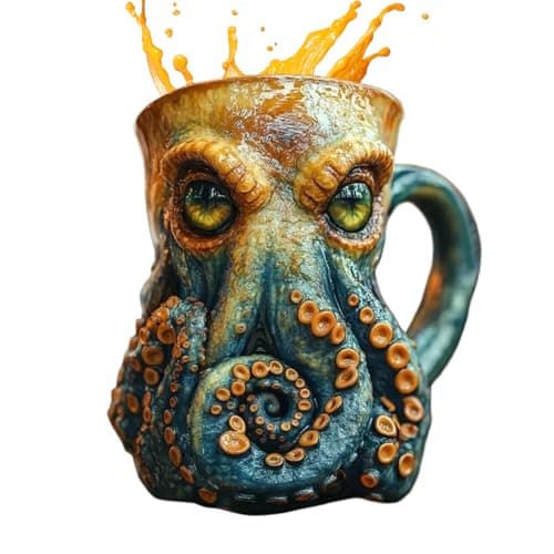 Image of Cthulhu Octopus Mug, Cthulhu Inspired Pirate Tankard, Novelty 3D Octopus Shaped Beer Mug, Medieval Pirate Vikings Style Beer Cup, Kraken Tentacle Portable Drinkware, for Home Decor & Party Favors