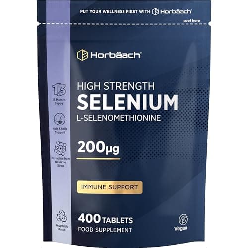 Image of Selenium Supplement 200mcg | 400 Days Supply (Yeast-Free) | High Strength L-Selenomethionine | 400 Tablets | Vegan & Vegetarian | by Horbaach