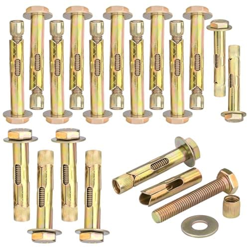Image of 16 Pcs Heavy Duty Anchor Bolts Expansion Bolts, M6/M8/M10 Hexagonal Outer Expansion Screws for Concrete, Brick, Masonry Wall Anchor & Fixings (M6 * 50 / M8 * 80mm / M10 * 80mm)