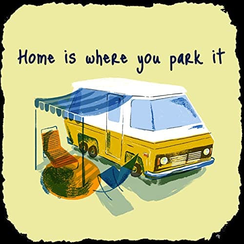 Image of Vintage Retro Man Cave Bar Pub Shed Office Kitchen Novelty Gift Aluminium Metal Tin Wall Décor Large 20cm x 20cm Sign - Home is Where You Park It Caravan Motorhome Holiday Quote