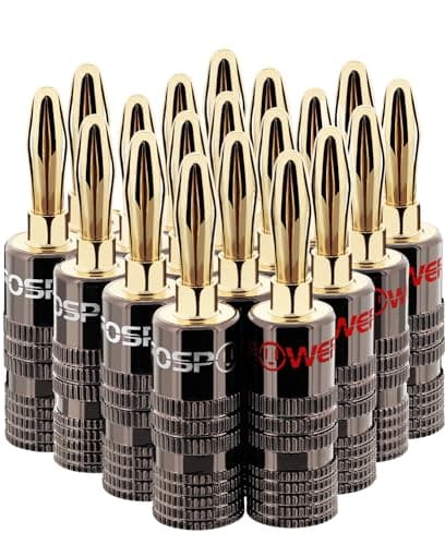 Image of FosPower Banana Plugs 10 Pairs / 20 pcs, Closed Screw 24K Gold Plated Speaker Plug Connectors for Speaker Wire, Wall Plate, Home Theater, Audio/Video Receiver, Amplifiers and Sound Systems