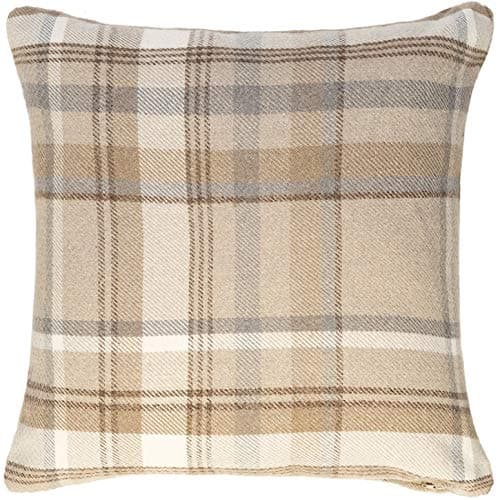 Image of McAlister Textiles Heritage Tartan Throw Cushion Cover - 43 x 43 cm in Natural Beige - Wool-Feel Plaid Highlands CheckScatter Pillow Cover For Sofas & Bedroom