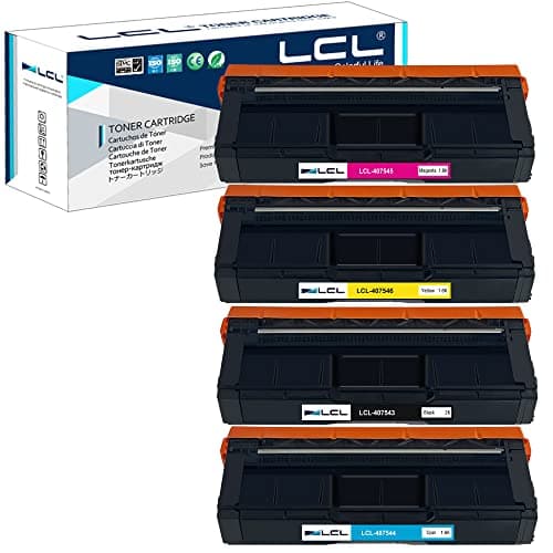 Image of LCL Remanufactured Toner Cartridge 407543 407544 407545 407546 sp c250 sp c250dn sp c250sf SP C261SFNW (1 Black 1Cyan 1Magenta 1 Yellow) Replacement for Ricoh sp c250 sp c250dn sp c250sf SP C261SFNW