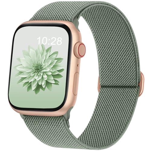 Image of DigiHero Compatible with Apple Watch Straps 40mm 42mm 44mm 41mm 45mm 46mm 38mm, Elastic Stretchy Nylon Sport Solo Loop Replacement Band for iWatch Series 11 10 9 8 7 6 5 4, SE 3 2 1, Green L