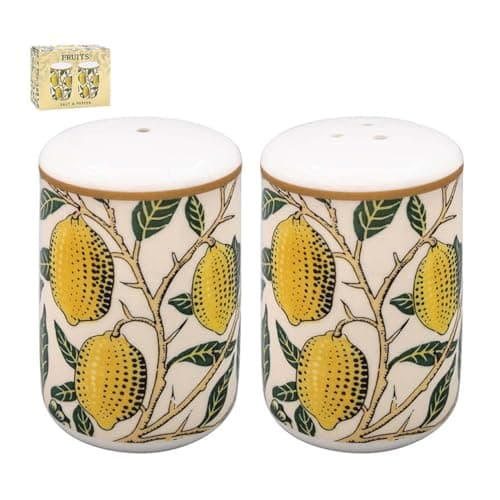 Image of The Leonardo Collection Fruits Salt & Pepper By William Morris | Elegant Ceramic Salt and Pepper Shakers with Iconic Fruits Design | Perfect for Dining Table or Kitchen Display