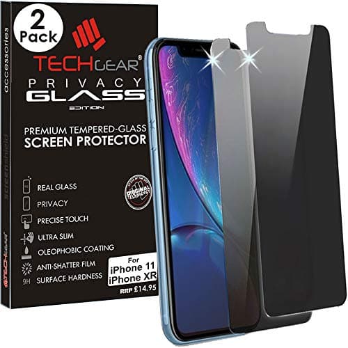 Image of TECHGEAR [2 Pack] Anti Spy Screen Protectors for iPhone 11 / iPhone XR - PRIVACY GLASS Edition Genuine Tempered Glass Screen Protector Guard Cover Compatible with Apple iPhone 11, iPhone XR