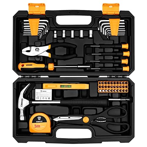 Image of DEKO Tool Kit Set Box 62 Piece Home Repair DIY Tools Basic Hand Toolbox Sets for Home