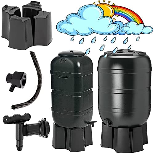 Image of Slimline Garden Water Butt Set Including Tap With Stand and Filler Kit Tight Fitting Lid 100L or 210L (100 Litre Water Butt)