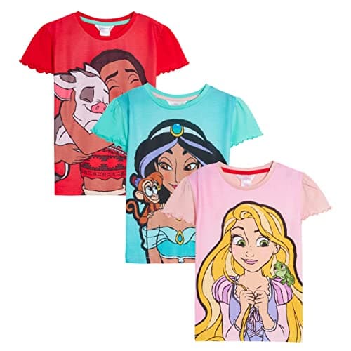 Image of Disney Girls 3 Pack Princess T-Shirts (Pack of 3) 2-3 Years Multi