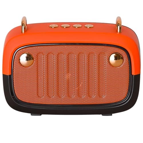 Image of Vendoza Retro Bluetooth Speaker Portable Wireless Mini Speaker – 5W Compact Travel Speaker with 10-Hour Battery, Bluetooth 5.0, Stylish Vintage Design for Home, Picnics & Gifts – Orange
