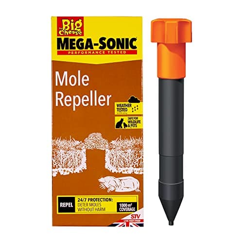 Image of Defenders Mega-Sonic Mole Repeller Stake (Battery Powered, Hi-Vis, Humane, Natural Mole Deterrent) - STV645, Multicolour, 8.5x12x28 cm