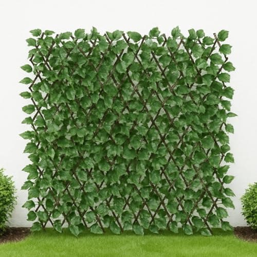 Image of Abaseen 1x2m Artificial Maple Leaf Ivy Expanding Willow Trellis Garden Fence Screening Expandable Privacy Screening Panel for Gardens, Balcony and Terraces