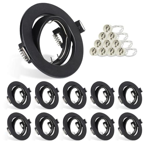 Image of HiBay 10x Spot Lights Ceiling GU10 Downlights 360° Tiltable Recessed Ceiling Lights Round Black Spotlights for Kitchen Hallway, 240V, 90mm Outer Diameter, 68-85mm Cut-Out Holes, Without Bulb