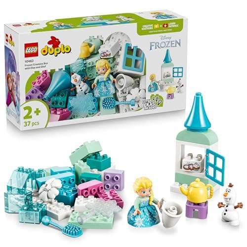 Image of LEGO DUPLO Disney Frozen Creative Box with Elsa and Olaf - Educational Motor Skills Toy for Toddlers - Montessori Set w/ 2 Figures - Gift for 2+ Year Old Girls & Boys - 10462