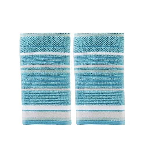 Image of SKL Home by Saturday Knight Ltd. Seabrook Stripe 2-Piece Hand Towel Set, Teal 2 Count
