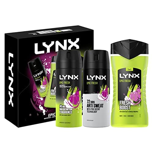 Image of LYNX Epic Fresh Trio bodywash, body spray & anti-perspirant, 3 piece Gift Set him, perfect for his daily routine