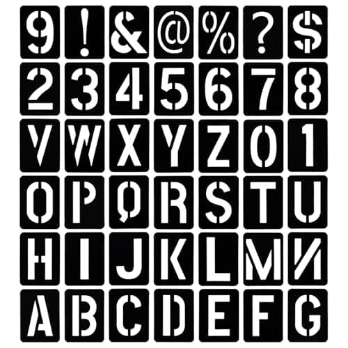 Image of 42pcs Letter and Number Stencils Set, 3x4in Premium PP Symbol Alphabet and Number Templates Washable Reusable Symbol Stencils for DIY Painting on Paper Wood Fabric Signage Wall (Black)