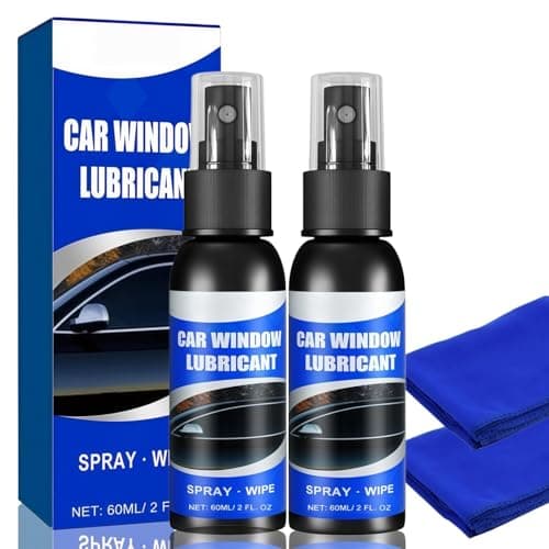 Image of 2Pcs 60ml Car Window Lubricant,Powerful Windows Lubricants,Silicone Lubricant for Rubber Seals,Car Window Noise Reduction Lubricants,Silicone Window Lubricant with Cloth,Cars Rubber Seal Protectant