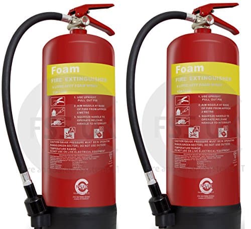 Image of 2X FSS UK 6 Litre AFF Foam fire extinguishers CE and BSI Kitemarked. Newly Manufactured. Next Day delivery. Ideal for Boats Kitchens, Restaurants, Offices, Warehouses, Hotels and All Liquid Fires.