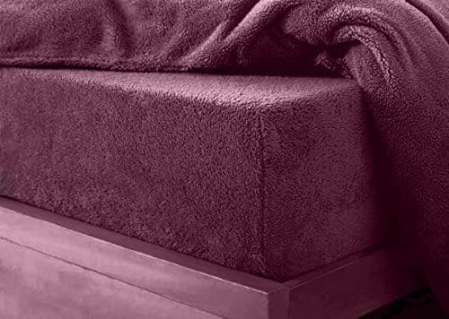 Image of Luxury Teddy Fleece Pillowcase Only – Super Soft Warm & Fluffy Pillow Covers Cozy Comfort (Aubergine Pillow Pair Only)