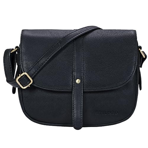 Image of STILORD "Kira" Handbag Leather Small Women Satchel Shoulder Bag Vintage Crossbody Messenger Bag for Evening and Party in Genuine Leather Colour:Black