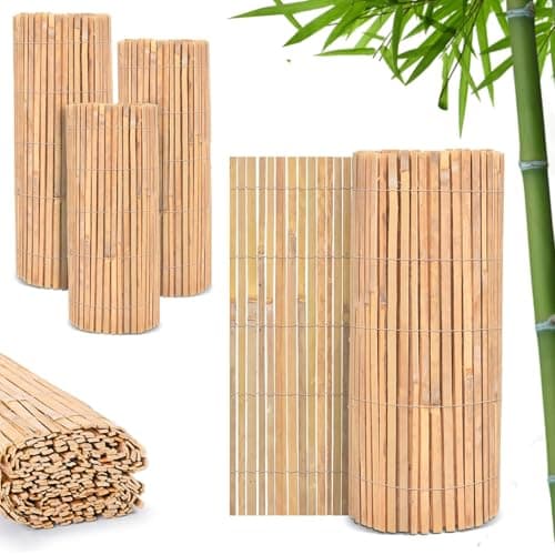 Image of FB FunkyBuys Bamboo Fence Screening | Natural Slat Fence Panels Garden Screening for Outdoor Wind & Sun Protection | Garden Fence Screening for Privacy Shield (H: 1.8M x L: 4M)