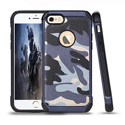 Image of leobray for iPhone 6 Plus/6s Plus case,Heavy Duty Protective Bumper Shockproof Armor Ultra Hybrid Rugged Camouflage Case for iPhone 6 Plus/6s Plus-Blue