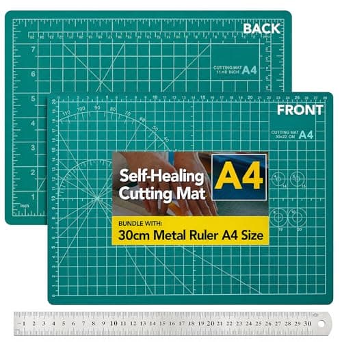 Image of SOL 1pk A4 Self-Healing Cutting Mat with 30cm Ruler – 21x30cm Non-Slip Craft Mat for Sewing, Quilting, Precision Cutting and DIY Projects
