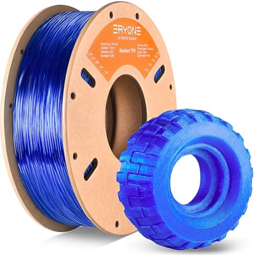 Image of ERYONE TPU Filament 1.75mm, 3D Printer Filament,Flexible 95A TPU, +/-0.03mm, 0.5kg 1 Spool, Transparent Blue