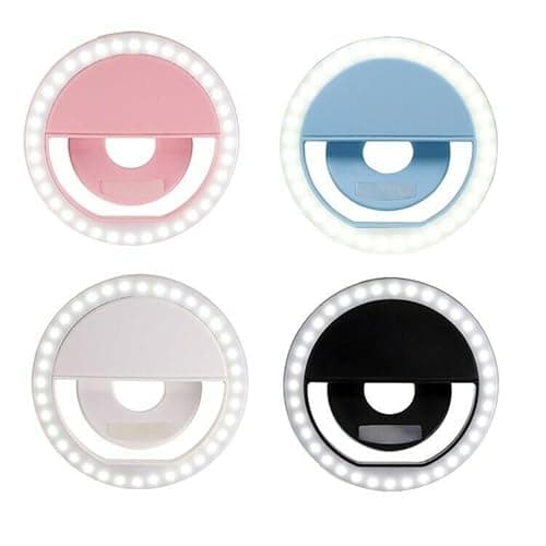 Image of Generic Selfie Light for Phone, Rechargeable Portable Clip-on with 40 LEDs, 4 Colors, Dimmable, Universal, Perfect for Makeup, Selfies, Zoom Meetings, Black