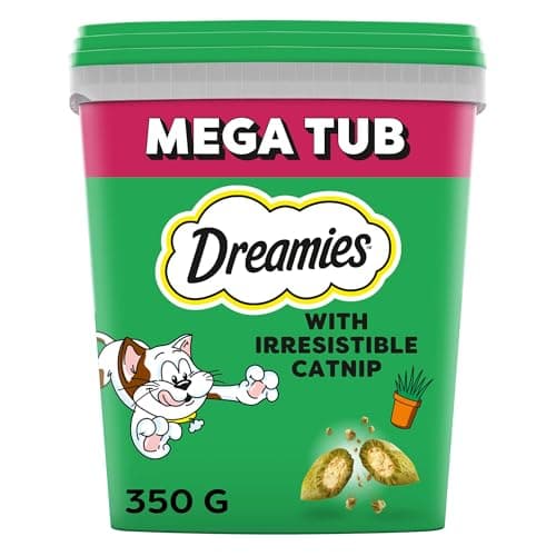 Image of DREAMIES Cat Treats with Catnip Flavour 350g MegaTub Pack of 2
