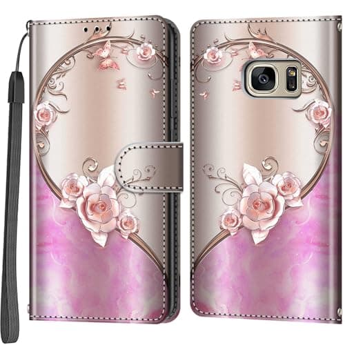 Image of Wallet Case for Samsung Galaxy S7, with [Magnetic Closure] [Card Slots] Leather Shockproof Protective Phone Case Compatible Samsung Galaxy S7