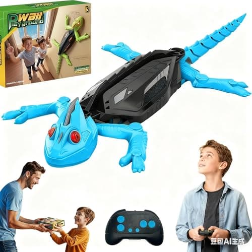 Image of Vutlace Wall Climbing Gecko RC Toy for Age 5-13, 360° Rotation RC Robot Lizard for Kids, Rechargeable Remote Control Lizard Toy with LED Eyes, Birthday Presents Toys for Boys Age 3 4 5 6 7 8+ (Blue)