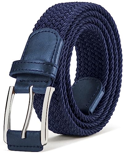 Image of BULLIANT Mens Elasticated Stretch Weave Belt, 1 3/8" Casual Braided Woven Golf Belt for Men & Women, Jeans (Antique Blue, 36"-40" Waist Adjustable)