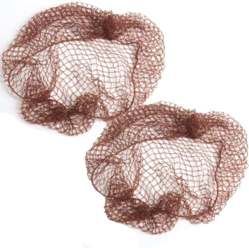 Image of 2 X Nylon Sleep-in Hair Nets with Elastic Edge - Stretch to Fit, Hair nets for Buns and Sleeping in, Suitable for Cooks, Dancers, Laboratory & More (Brown)