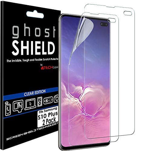 Image of TECHGEAR [Pack of 2] Screen Protectors fit Samsung Galaxy S10 Plus S10+ [ghostSHIELD Edition] Reinforced TPU film Screen Protector Guard Covers [FULL Screen Coverage] Curved Screen, NOT for S10e, S10
