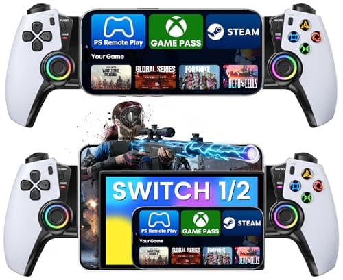 Image of Mobile Gaming Controller for PS Remote Play,Wireless Phone Game Controller for iOS/Android/Switch 1/2/OLED/Xbox/Steam/GeForce Now/MFi Apple Arcade/Roblox,Controller with Hall Effect Joystick/RGB