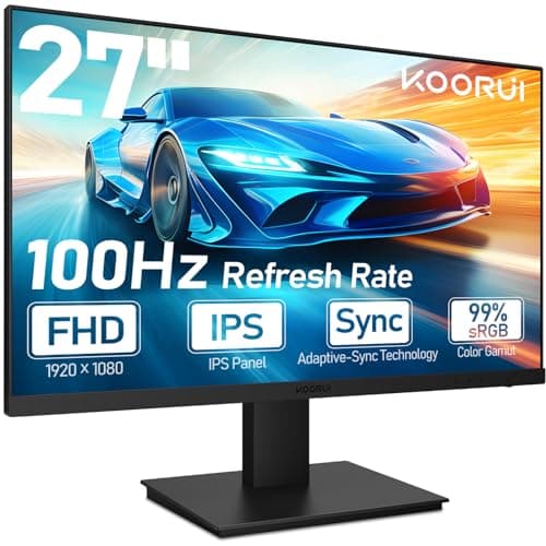 Image of KOORUI 27 Inch FHD Monitor built-in speaker, IPS Computer Monitors, 100Hz, 4ms, 16:9 Full HD (1920 x 1080), VESA Mountable, HDMI/VGA, Low Blue Light, 99% SRGB