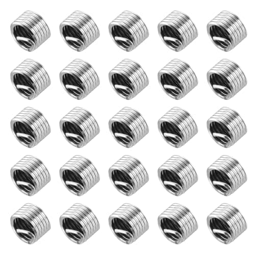 Image of sourcing map 50pcs Wire Thread Inserts M8 x 1.25 1.5D(12mm) Metric 304 Stainless Steel Helical Type Coiled Thread Repair Kit Wire Screw Threaded Sleeve Sheath for Mechanical Equipment