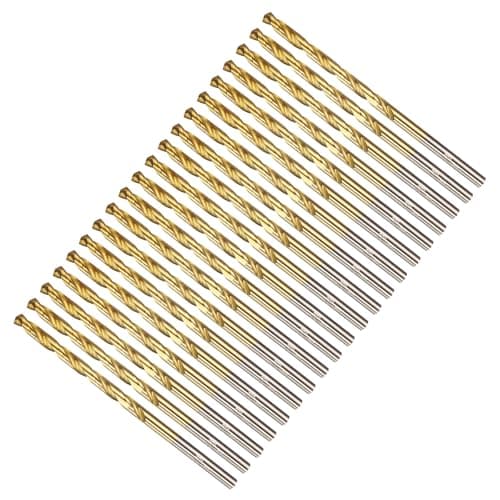Image of METALLIXITY 4.8mm Drill Bit (3/16") 20Pcs, 4341 High-Speed Steel Straight Shank 135° Titanium Nitride TiN Coated for Copper Aluminum Wood Plastic Medium Hard Metal