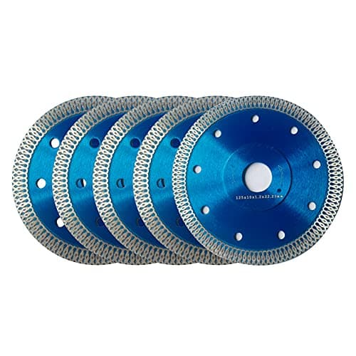 Image of Diamond Saw Blade, 5Pack Super Thin Diamond Blade for Porcelain Ceramic Tile Granite Marble Dia 125MM / 5 Inch Turbo Cutting Disc (5")