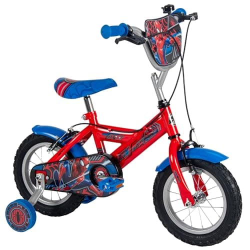 Image of Huffy Marvel Spider-man 12" Kid’s Bike, aged 3-5 years, Dual Calliper Brakes, Removable Stabilisers, Adjustable Seat, Red