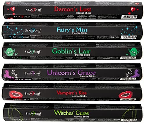 Image of Stamford London 37343 Mythical Variety Set Incense Sticks - 6 Packs x 15 Sticks, Black